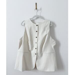 NWT H&M White Pinstriped Button Front Vest Top US XXL
